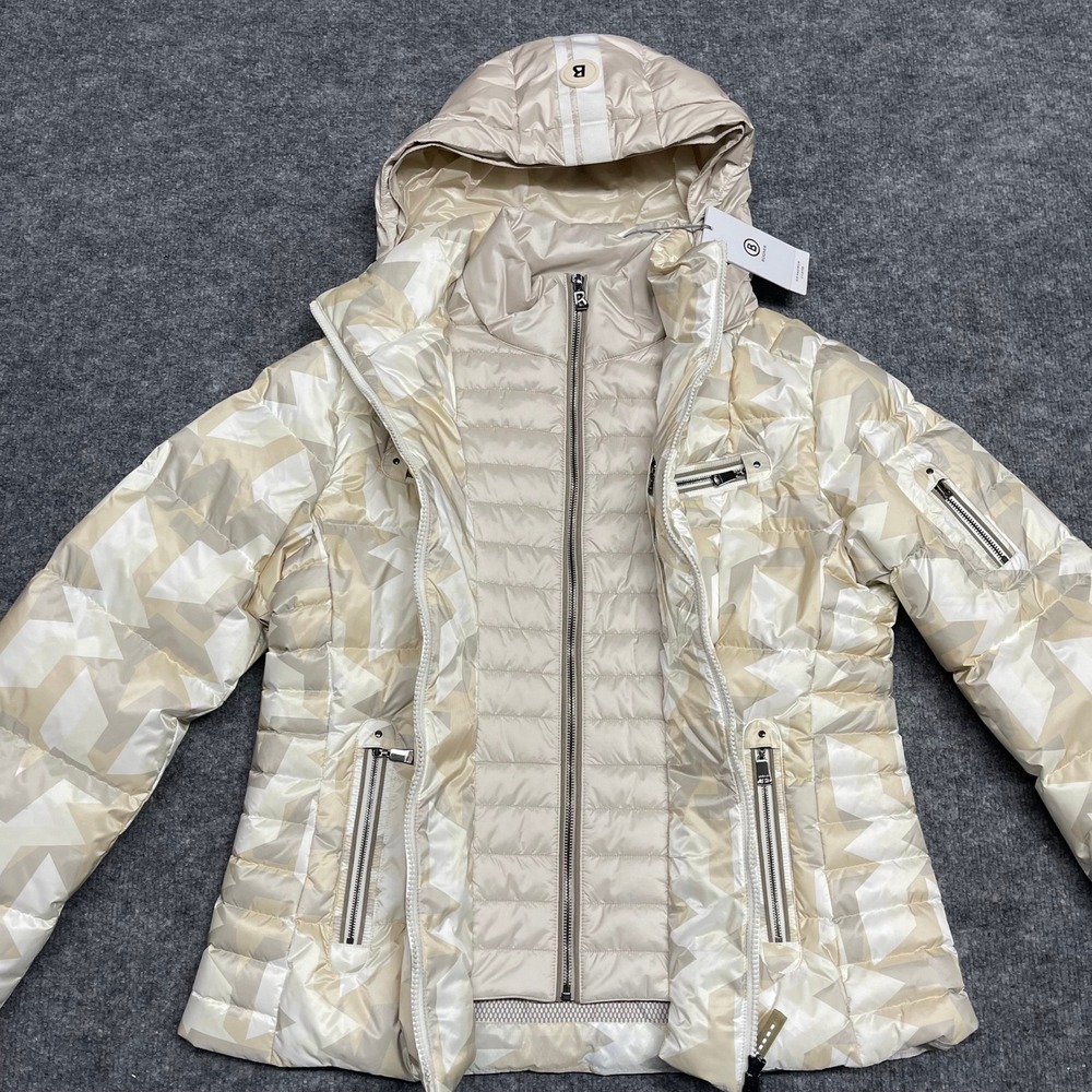 Bogner CARRY-D Jacket Womens XL Beige 750 Down Ski Geometric Luxury Waterproof - Picture 3 of 16
